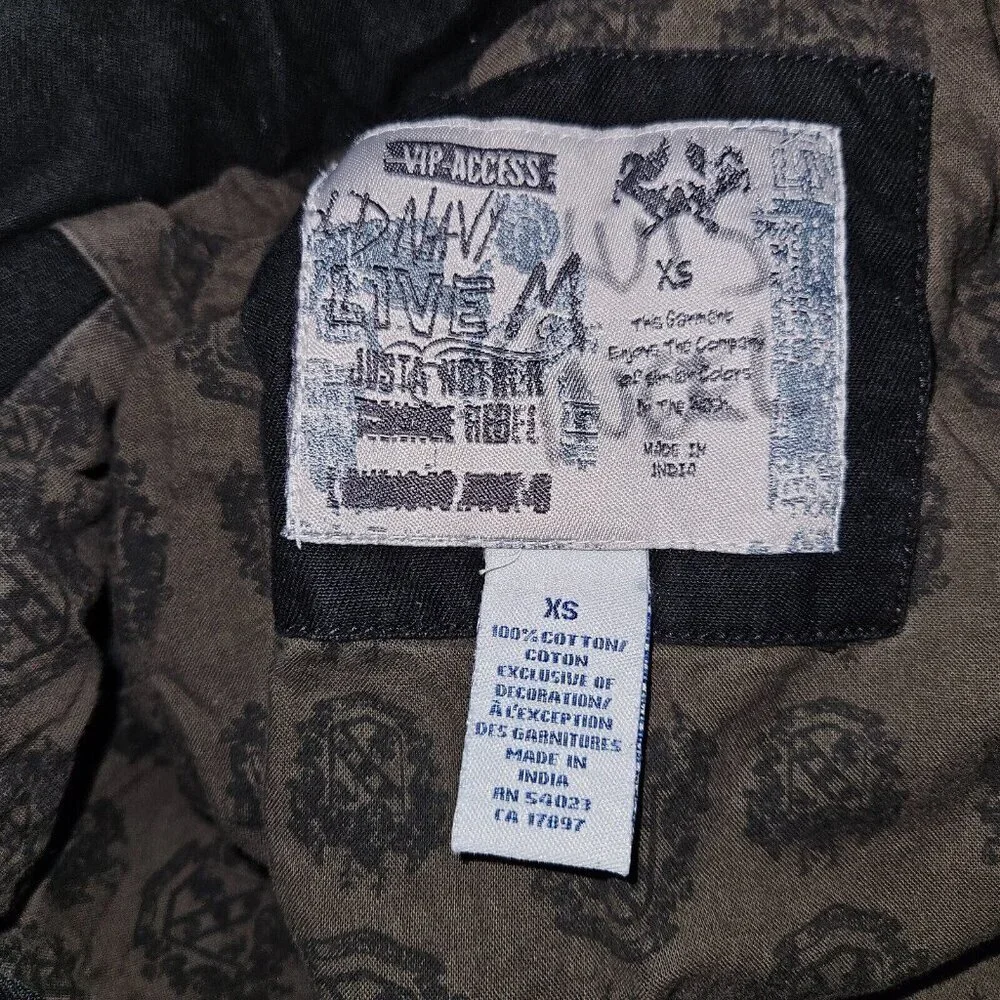 Old Navy Black Denim Jacket Full Zip Hooded Boys XS Airlift Command Halloween